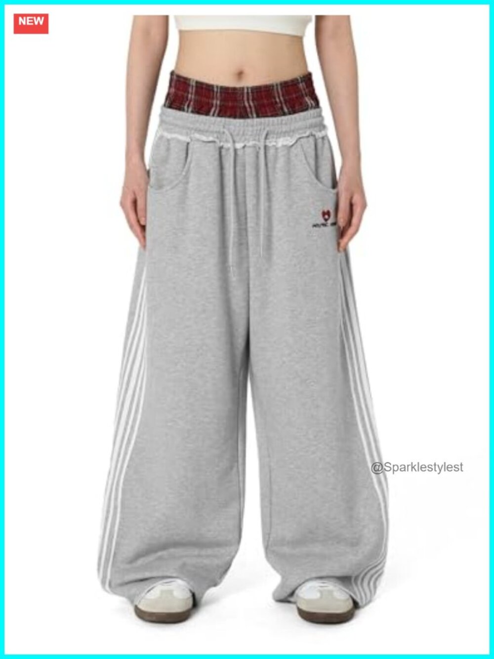 Baggy Wide Leg Sweatpants Double Elastic Waisted Streetwear Y2K Trouser